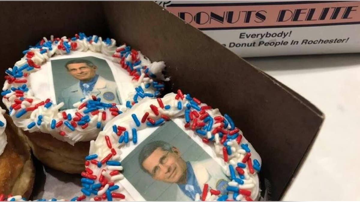 A doughnut shop in New York state decorated some doughnuts with the likeness of Dr. Anthony Fauci, the nation's top infectious disease expert.