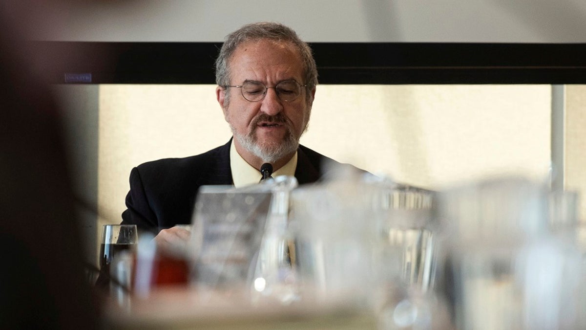 UM President Mark Schlissel addresses recent sexual misconduct from former Provost Martin Philbert at the Board of Regents meeting on Thursday, Feb. 20, 2020. Philbert was placed on paid leave in January following accusations of sexual misconduct. (Jenna Kieser/Ann Arbor News via AP)