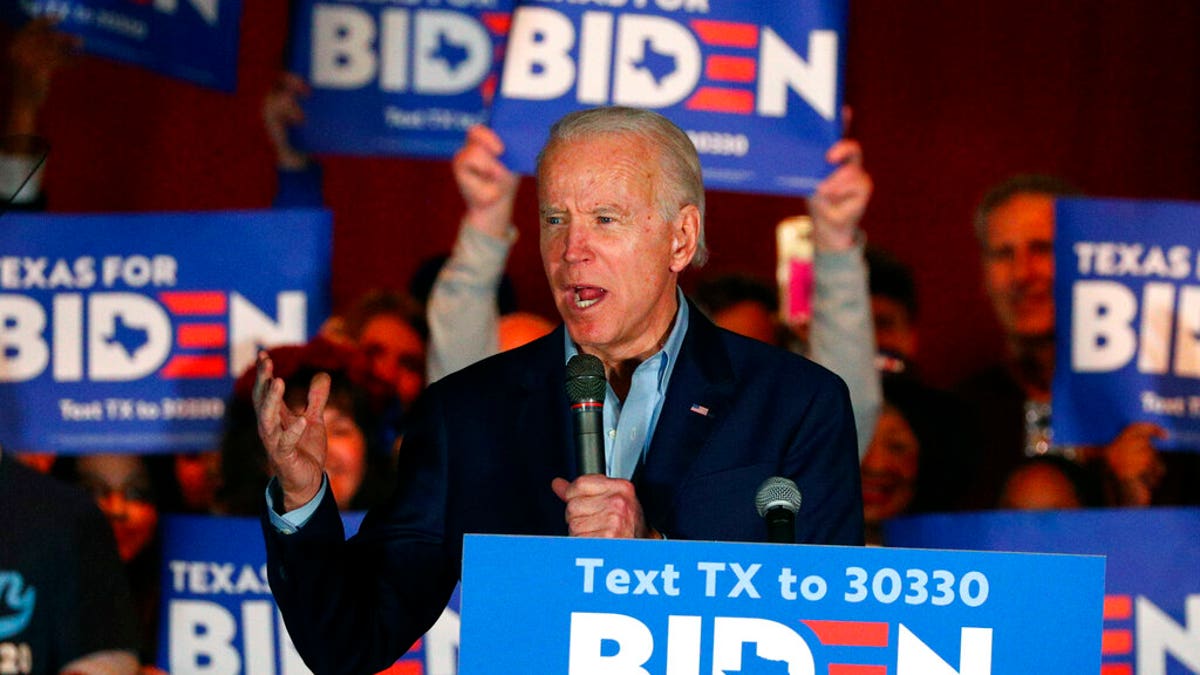 Democratic presidential candidate former Vice President Joe Biden speaks after being endorsed by Sen. Amy Klobuchar, D-Minn., at a campaign rally Monday, March 2, 2020 in Dallas. (AP Photo/Richard W. Rodriguez)