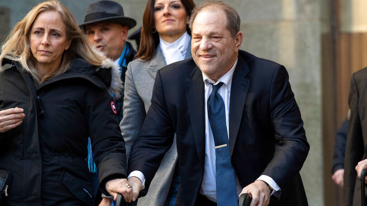 Harvey Weinstein leaves the courthouse during jury deliberations in his rape trial in New York.