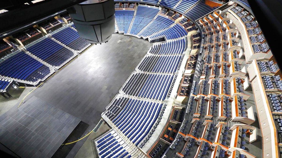 The seats are empty at the Amway Center in Orlando, home of the NBA's Orlando Magic, on Thursday, March 12, 2020. The NBA has suspended the season due to the coronavirus.