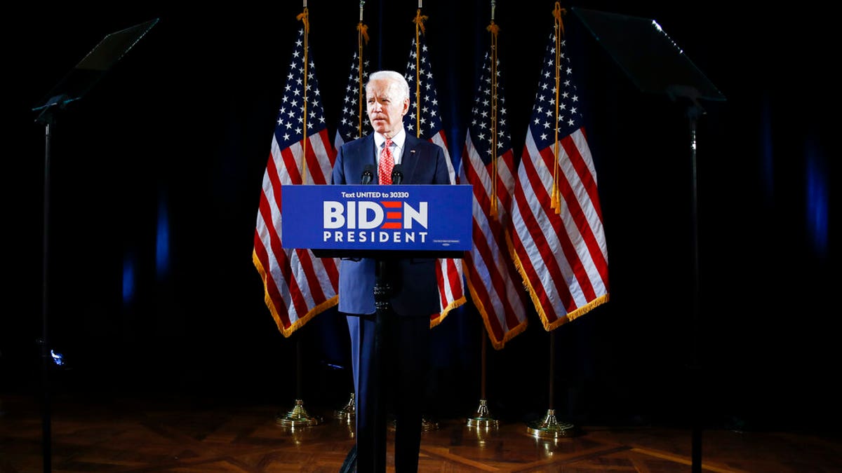 Democratic presidential candidate former Vice President Joe Biden speaks about the coronavirus Thursday, March 12, 2020, in Wilmington, Del. (AP Photo/Matt Rourke)