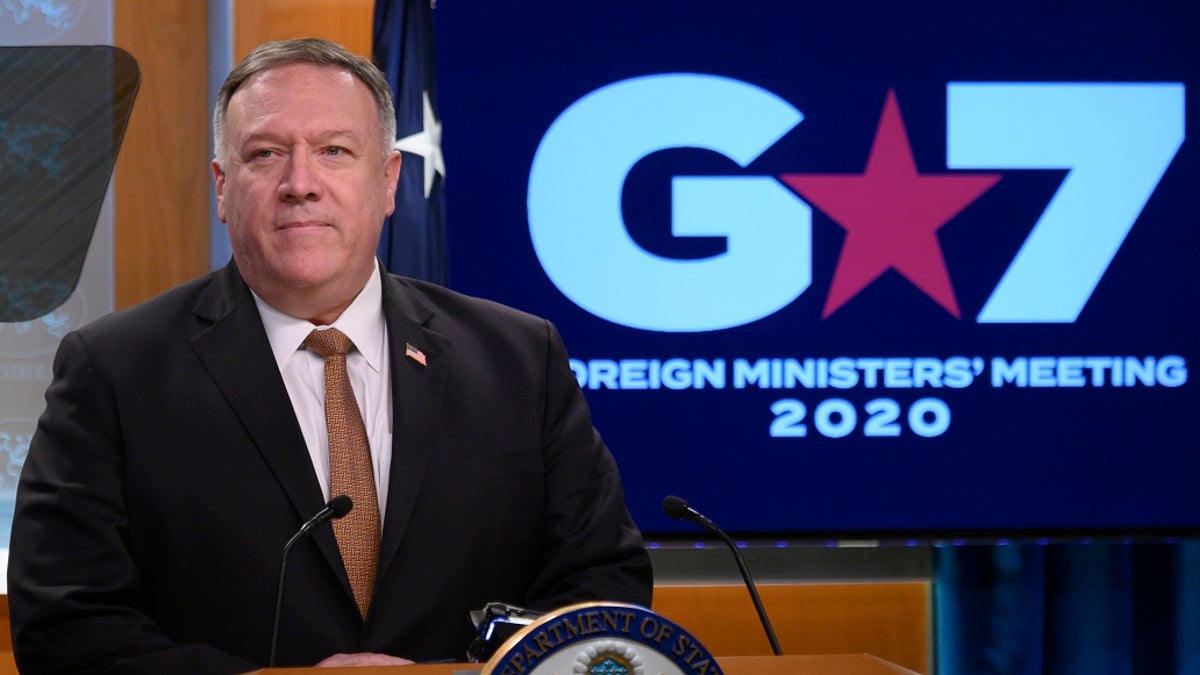 Secretary of State Mike Pompeo speaks during a news conference at the State Department on Wednesday in Washington. (Andrew Caballero-Reynolds/Pool Photo via AP)