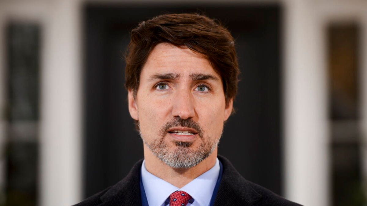 Prime Minister Justin Trudeau addresses Canadians on the COVID-19 pandemic from Rideau Cottage in Ottawa, Canada, Thursday, March 26, 2020.?