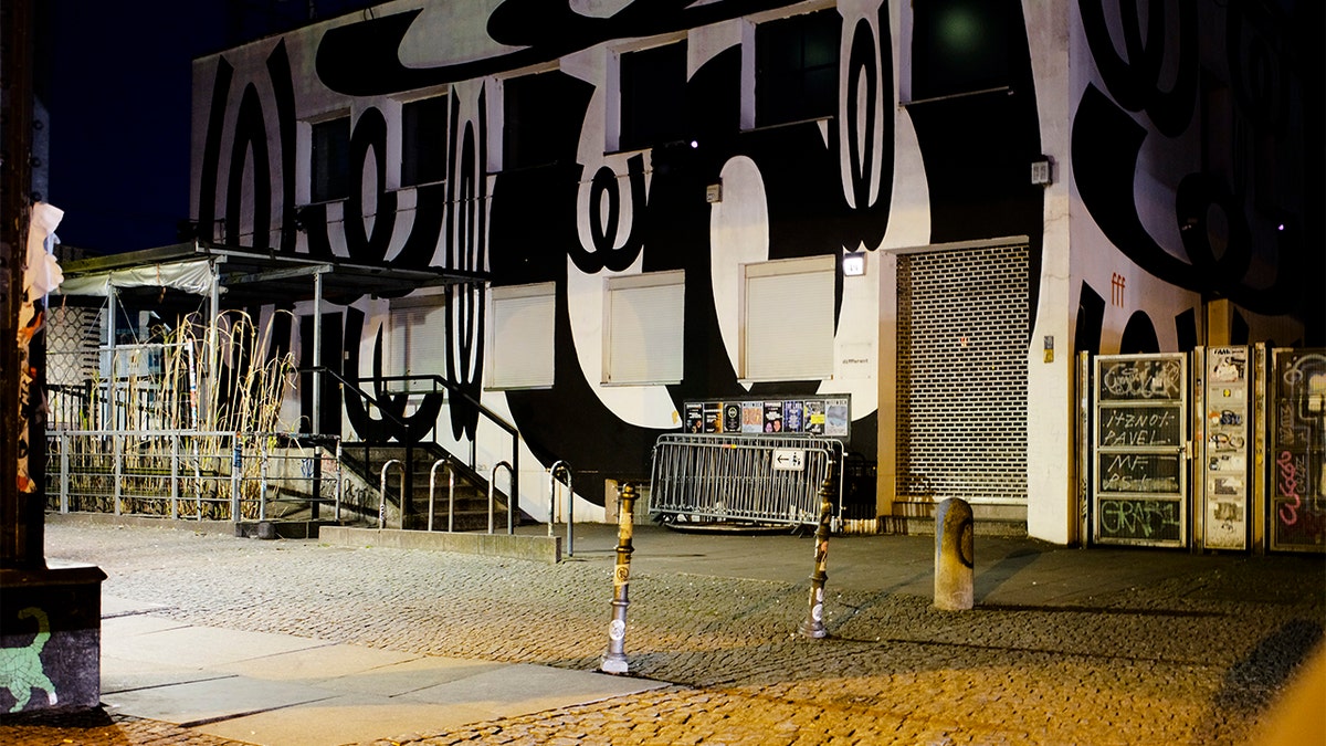 In this March 21, 2020, photo, an entrance door of music club Watergate is closed in Berlin, Germany. (AP Photo/Markus Schreiber)