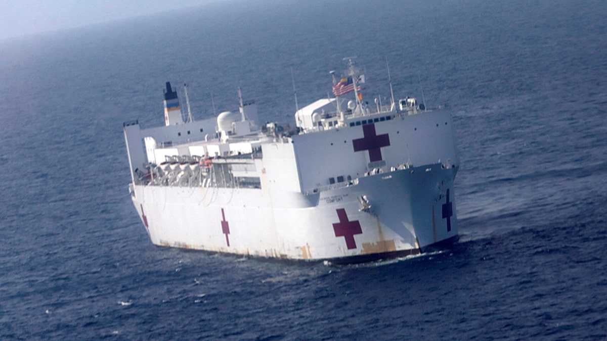 United States Navy hospital ship USNS Comfort is seen during its mission in the coast of Riohacha, Colombia November 27, 2018. 