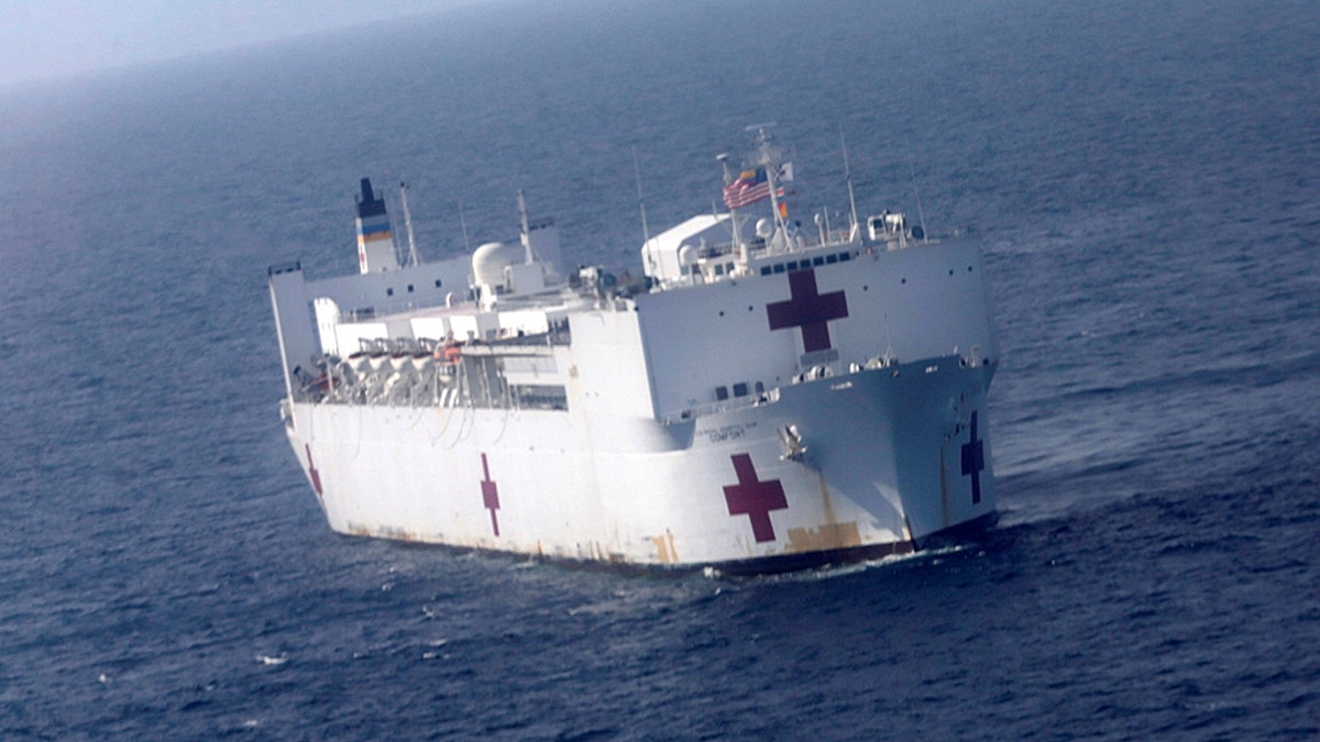 United States Navy hospital ship USNS Comfort is seen during its mission in the coast of Riohacha, Colombia November 27, 2018.