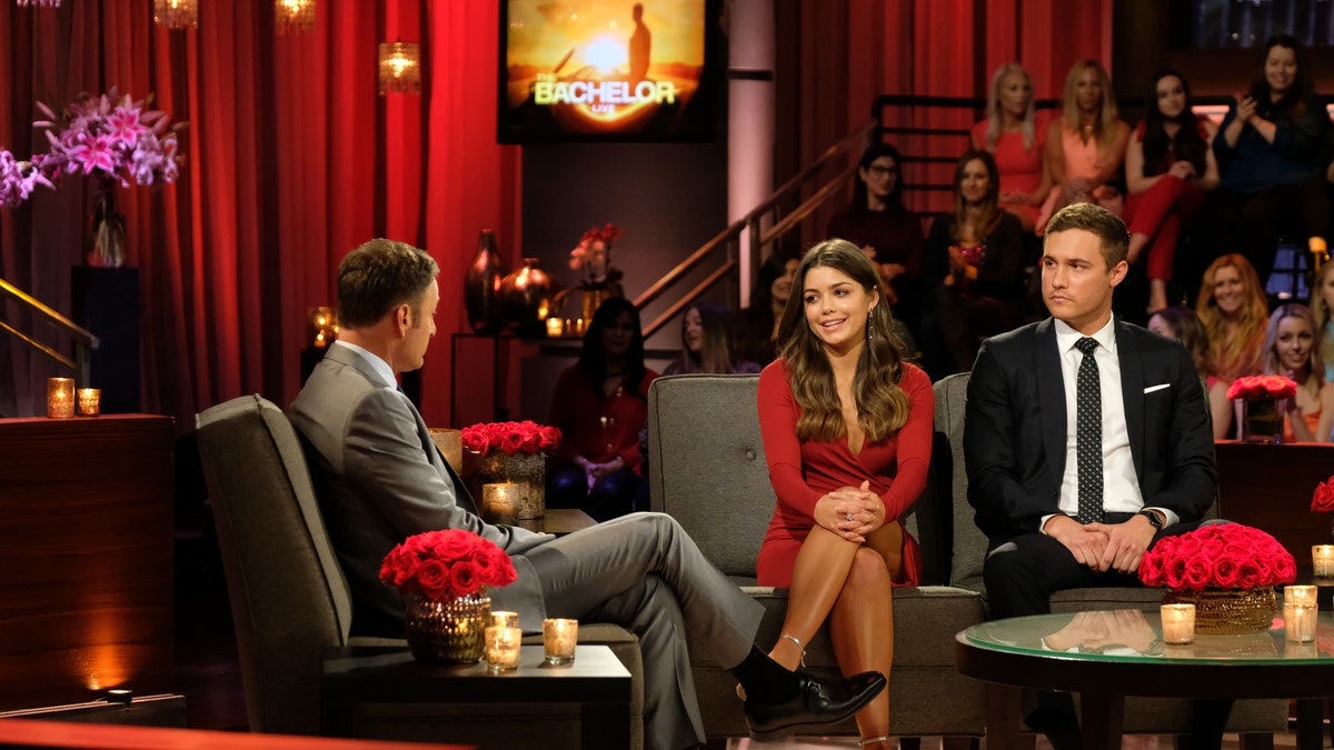THE BACHELOR - "The Bachelor: Season Finale Part 2" - Peter and Hannah Ann discuss their relationship in the hot seat during the second night of the live special, season finale event of "The Bachelor," TUESDAY, MARCH 10 (8:00-10:01 p.m. EDT), on ABC. (John Fleenor via Getty Images) CHRIS HARRISON, HANNAH ANN, PETER WEBER