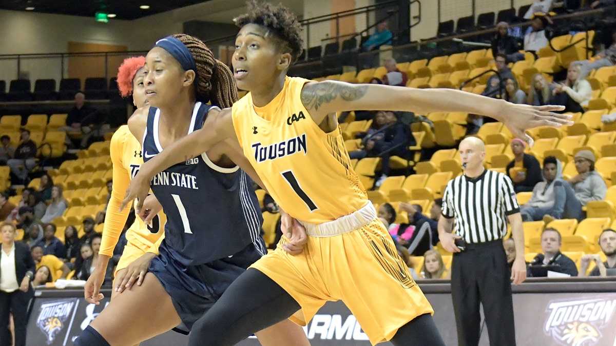 Nukiya Mayo helped Towson to its first NCAA Tournament appearance in 2019. (Photo by Mitchell Layton/Getty Images)