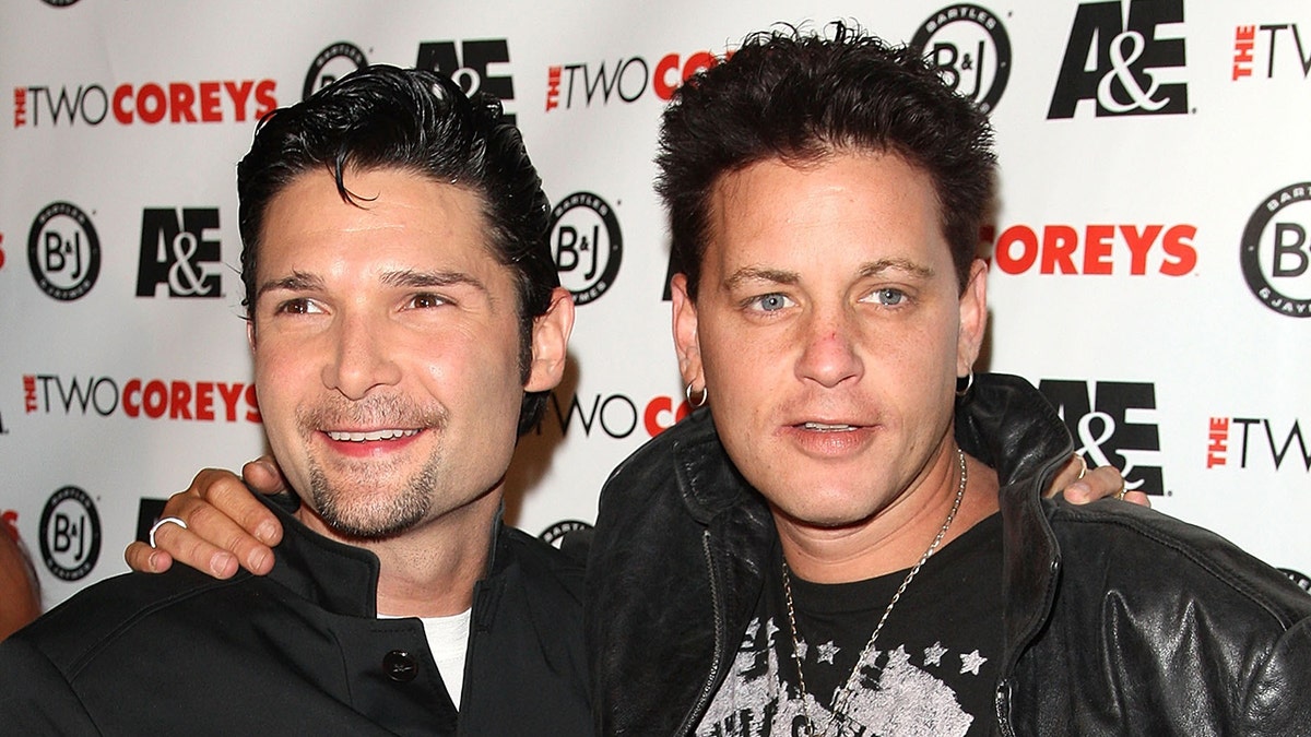 Corey Feldman, left, and Corey Haim attend the A&E Premiere Of 'The Two Coreys' held at Sugar nightclub on July 27, 2007 in Hollywood Calif.