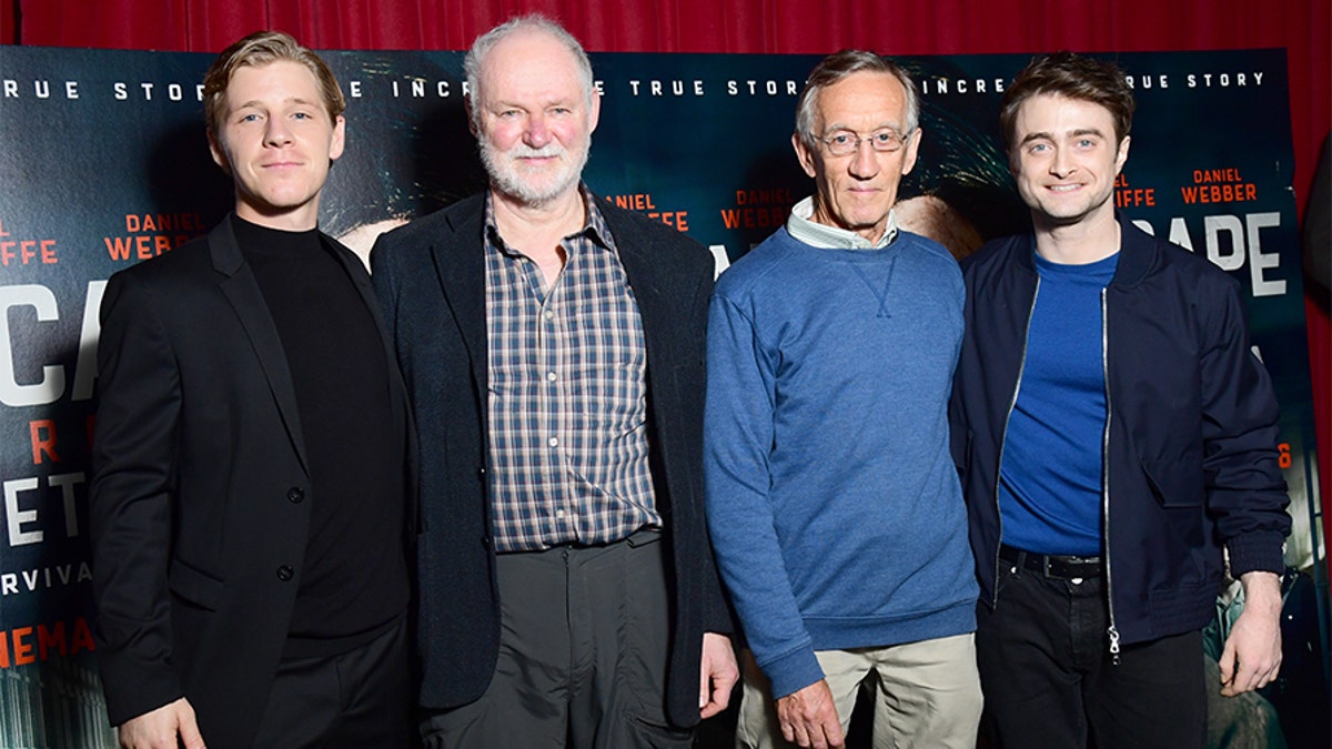 L-R: David Webber, Stephen Lee, Tim Jenkin and Daniel Radcliffe attend a screening for the new film 'Escape from Pretoria' at the Soho Curzon in London.