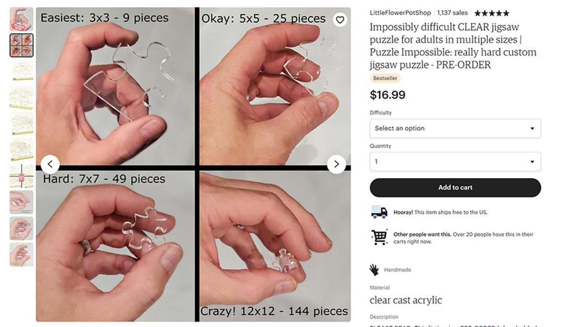 Now available for pre-order, the Little Flower Pot Shop on Etsy describes their clear, acrylic puzzle as “insanity,” with four tiers of difficulty: “easy, okay, hard and crazy.”