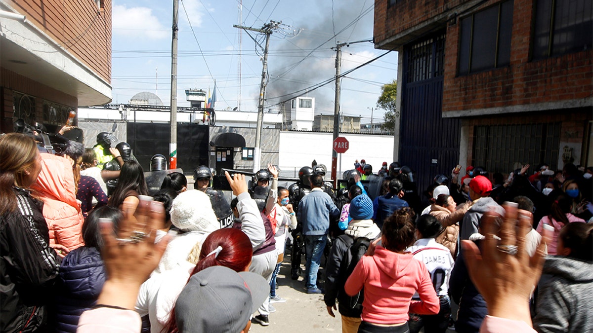 Smoke coming out of La Modelo prison after the riot got underway.