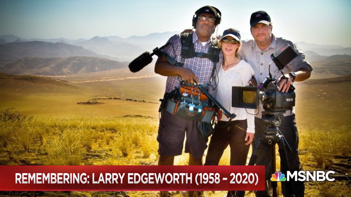 Larry Edgeworth (left) traveled the world alongside reporters during his 25-year career at NBC News.