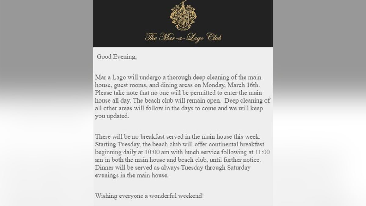 The Mar-a-Lago club owned by President Trump told its members that it was undergoing a "deep cleaning," days after several people who visited the Florida property tested positive for the coronavirus. 
