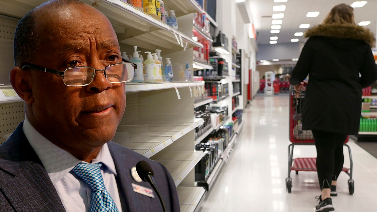 Mayor Sylvester Turner tweeted about people panic-buying amid the coronavirus outbreak. In this March 3, 2020 file photo, shelves that held hand sanitizer and hand soap are mostly empty at a Target in Jersey City, N.J. (Getty/AP Photo/Seth Wenig)