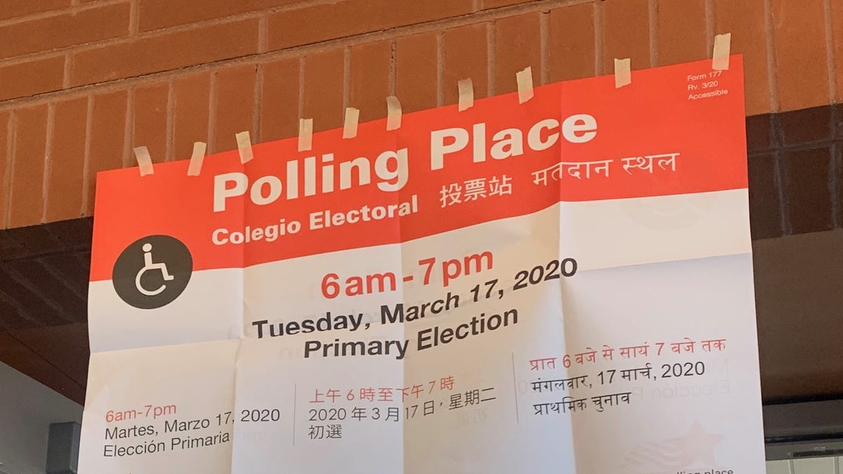 A polling location in Chicago, Illinois on primary day - March 17, 2020