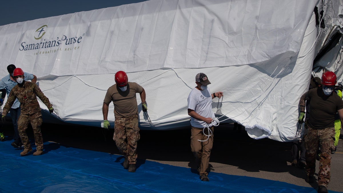 The Italian Air Force and Lombardy Region Civil Protection volunteers worked alongside Samaritan's Purse to set up the Emergency Field Hospital in Cremona, Italy.