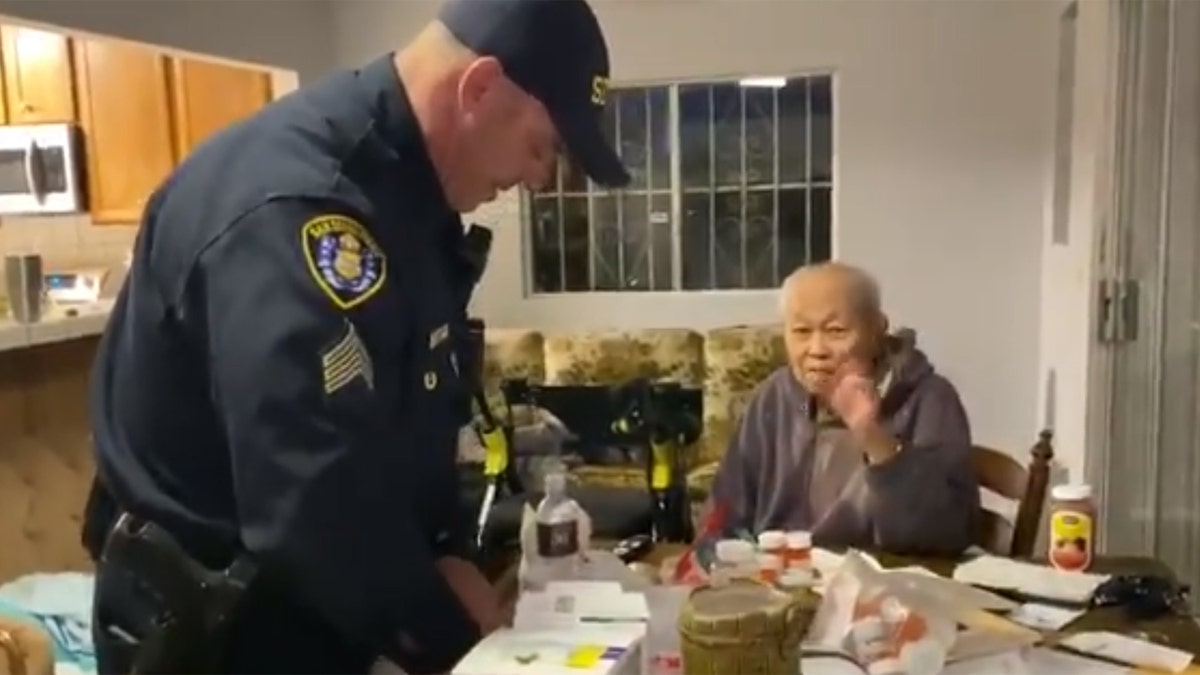 The man, identified as 95-year-old "Mr Teo," thanked officers for going out for him to run errands during the coronavirus pandemic.
