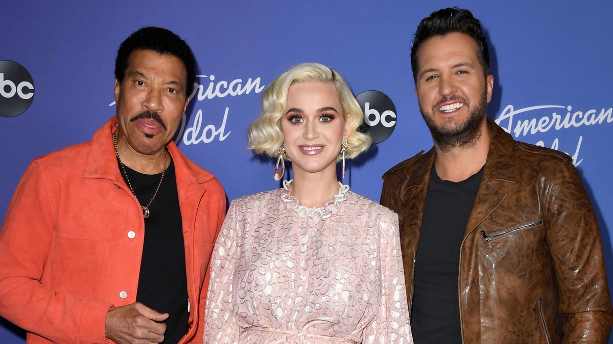 (L-R) Lionel Richie, Katy Perry and Luke Bryan attend the premiere event for "American Idol" hosted by ABC at Hollywood Roosevelt Hotel on February 12, 2020 in Hollywood, California. 