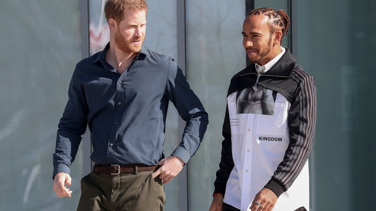 Prince Harry, Duke of Sussex and Lewis Hamilton leave after officially open The Silverstone Experience at Silverstone on March 6, 2020 in Northampton, England. (Photo by Chris Jackson/Getty Images)