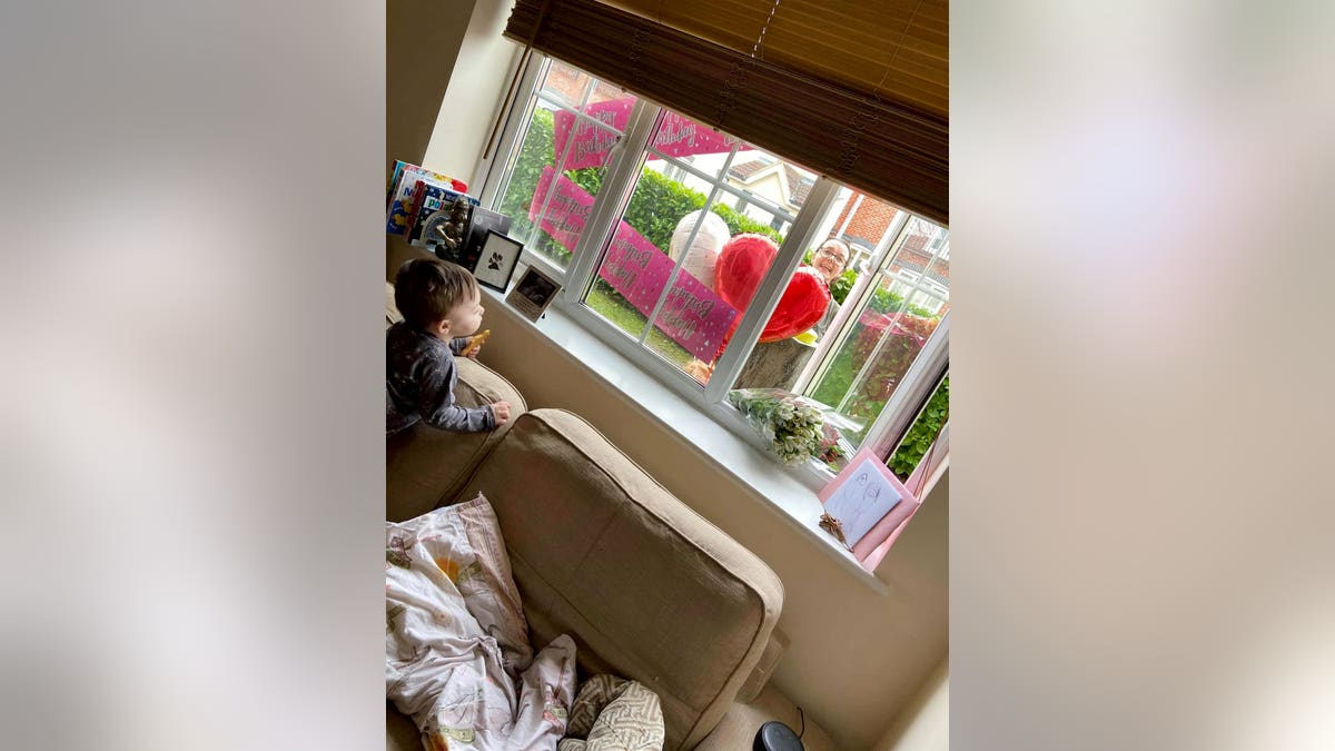 To avoid coronavirus, which doctors said could be fatal, Angel Wood is self-isolating - meaning her mom Sally Wood, 53, couldn't set up her usual banners, balloons, cake and gifts in the living room.