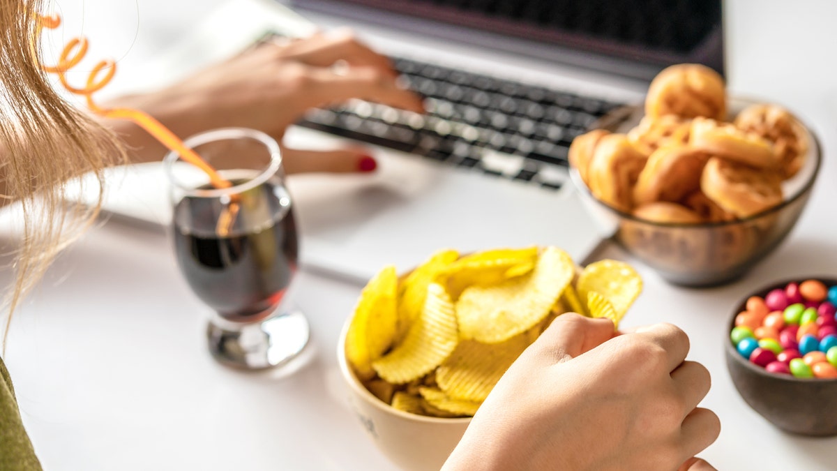 junk food and a laptop