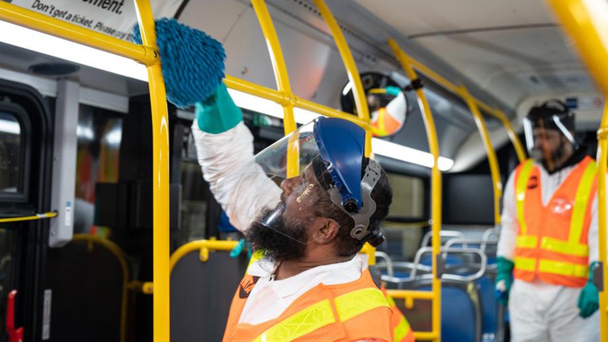 Workers are cleaning subway stations and trains twice daily, the MTA said.