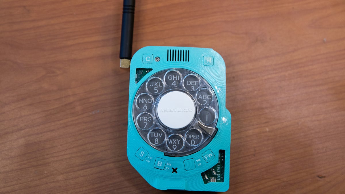 Justine Haupt’s self made mobile phone with a rotary dial.