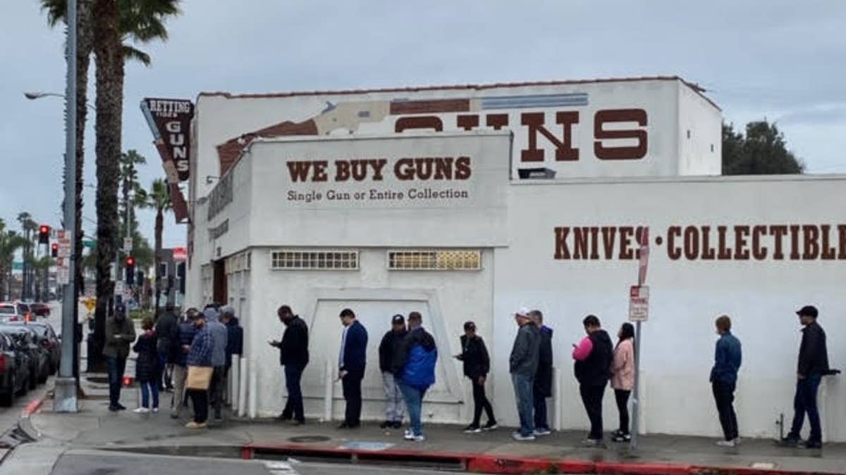 Gun store in Culver City, Calif., in the early days of the global pandemic lockdown.
