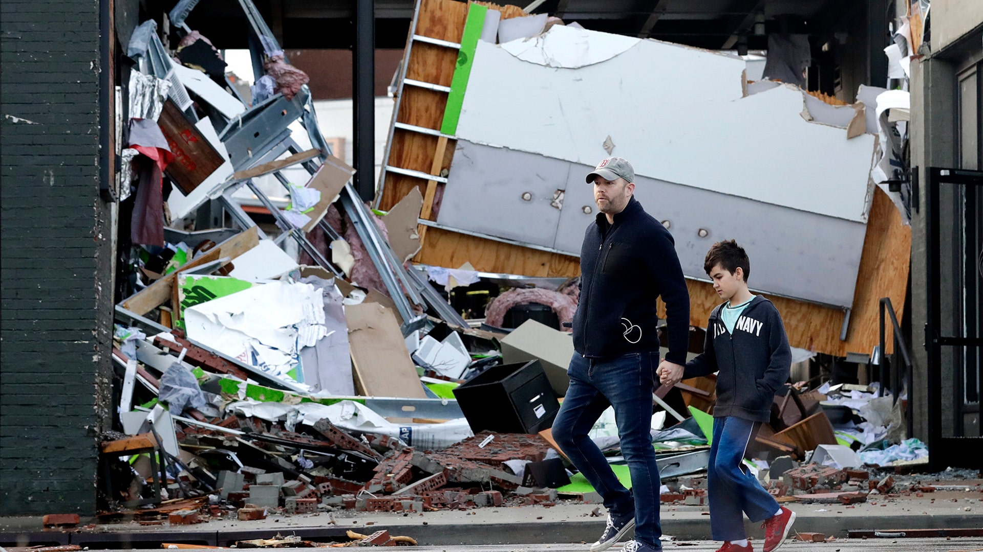 The tornado near downtown Nashville lit up the night sky with flashes of light as transformers blew and the storm reportedly stayed on the ground into Hermitage, about 10 miles east of the city, on Tuesday, March 3, 2020.