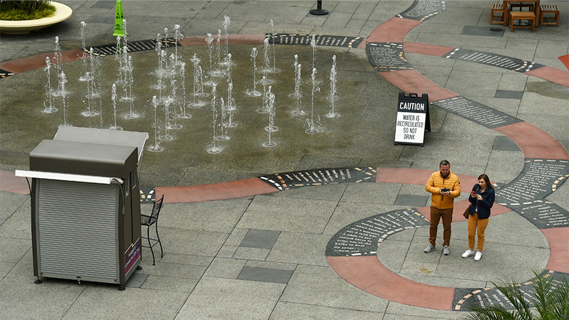 Los Angeles, California: A mostly empty courtyard at the Hollywood & Highland shopping and entertainment complex, Thursday, March 12, 2020,