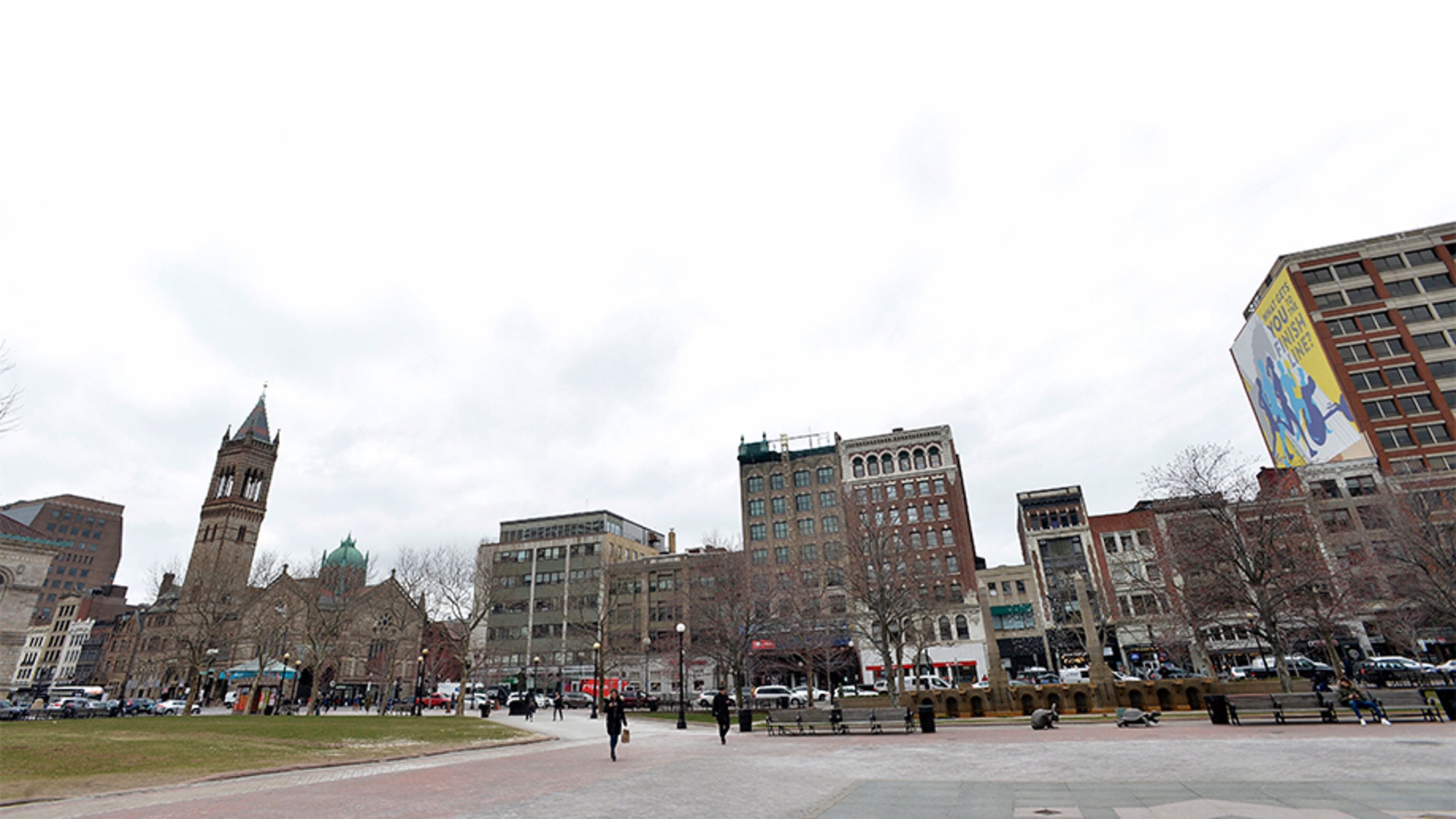 Boston, Massachusetts: Copley Square and the Public Library appear almost empty on March 12, 2020.