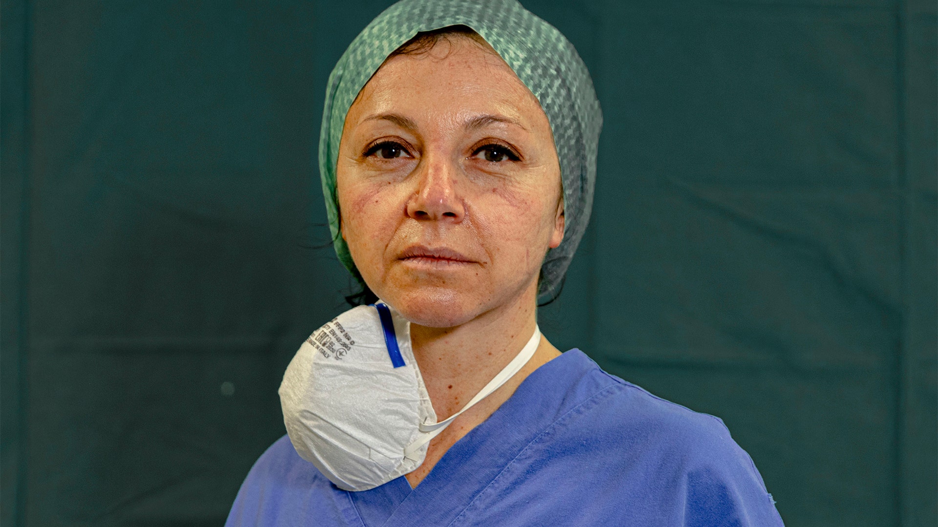 Intensive care unit nurse Michela Pagati, 48, poses for a photo at the Brescia Spedali Civili Hospital, in Brescia, Italy, March 27, 2020.