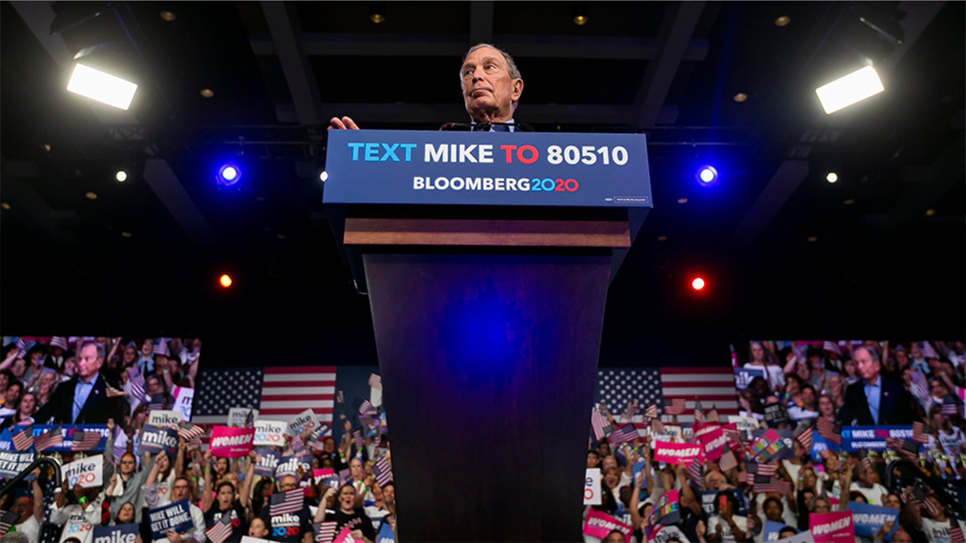 Democratic presidential candidate Mike Bloomberg speaks during a campaign rally at the Palm Beach County Convention Center in West Palm Beach, Fla.