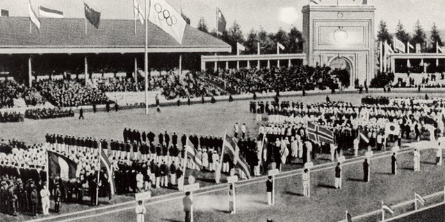 General view of the Opening ceremonies of the 1920 Olympic Games in Antwerp, Belgium. (Photo by Getty Images)
