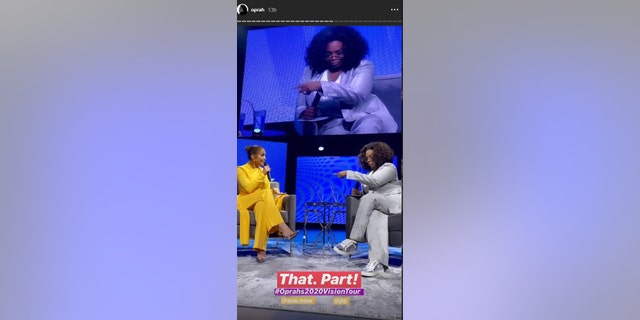 Jennifer Lopez and Oprah Winfrey during the latter's Oprah's 2020 Vision: Your Life on Focus Tour
