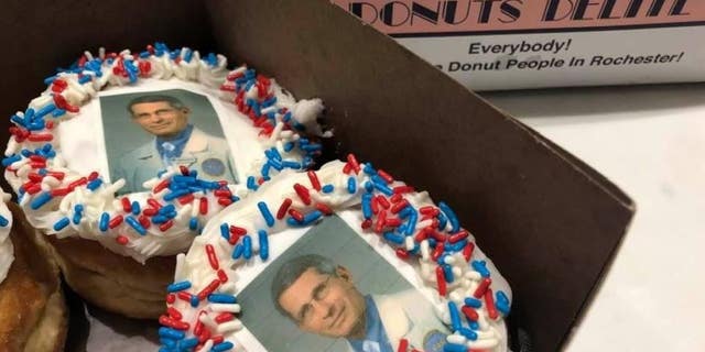A doughnut shop in New York state decorated some doughnuts with the likeness of Dr. Anthony Fauci, the nation's top infectious disease expert.