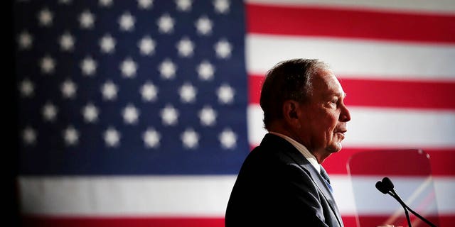 Bloomberg fans gather at Minglewood Hall as Democratic presidential contender Michael Bloomberg delivers his stump speech during a campaign stop in Memphis, Tenn. on Feb. 28, 2020. (Jim Weber/Daily Memphian via AP)