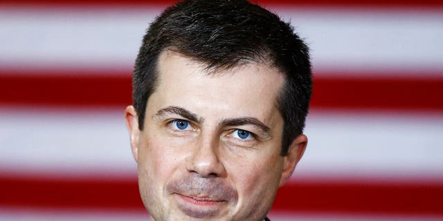 Then-Democratic presidential candidate and former South Bend, Ind., Mayor Pete Buttigieg speaks during a campaign event in North Charleston, S.C. on February 4, 2020.
