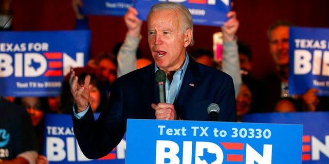 Democratic presidential candidate former Vice President Joe Biden speaks after being endorsed by Sen. Amy Klobuchar, D-Minn., at a campaign rally Monday, March 2, 2020 in Dallas. (AP Photo/Richard W. Rodriguez)