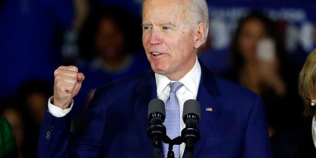 Democratic presidential candidate former Vice President Joe Biden speaks at a primary election night campaign rally Tuesday, March 3, 2020, in Los Angeles. (AP Photo/Chris Carlson)