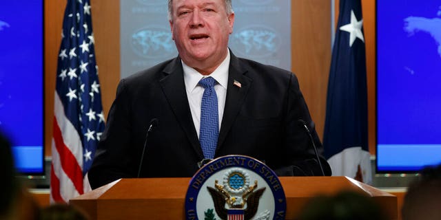 Secretary of State Mike Pompeo speaks during a news conference at the State Department in Washington, Thursday, March, 5, 2020. (Associated Press)