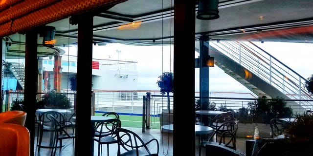 This photo showed a deserted lounge area on the Grand Princess cruise ship Friday off the California coast.