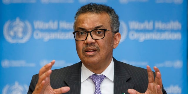 Tedros Adhanom Ghebreyesus, director general of the World Health Organization, speaks during a news conference on updates regarding on the novel coronavirus COVID-19, at the WHO headquarters in Geneva, Switzerland, in an undated photo. (Associated Press)