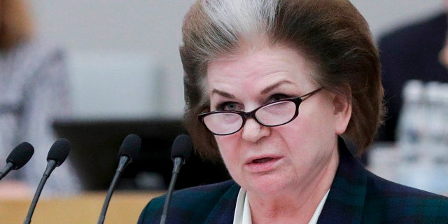 Cosmonaut Valentina Tereshkova, the first woman to have flown in space and a lawmaker with Russia's ruling party, proposed Tuesday to scrap presidential term limits in order to allow Russia President Vladimir Putin to run for re-election in 2024. (The State Duma, The Federal Assembly of The Russian Federation via AP)