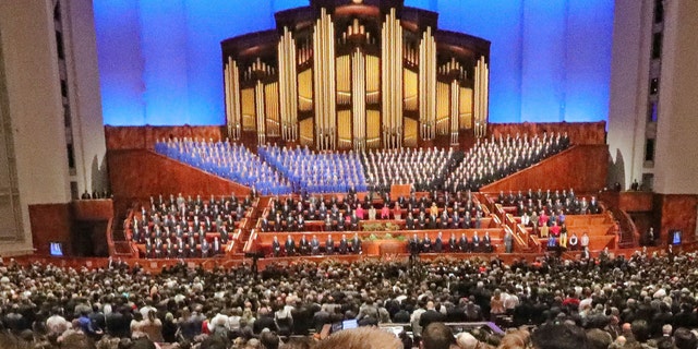 Conference goers listen during The Church of Jesus Christ of Latter-day Saints' twice-annual church conference in Salt Lake City, Oct. 5, 2019. (Associated Press)