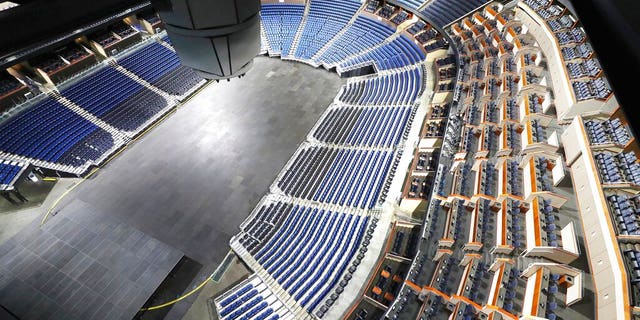 The seats are empty at the Amway Center in Orlando, home of the NBA's Orlando Magic, on Thursday, March 12, 2020. The NBA has suspended the season due to the coronavirus.