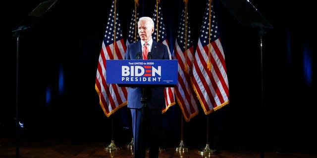 Democratic presidential candidate former Vice President Joe Biden speaks about the coronavirus Thursday, March 12, 2020, in Wilmington, Del. (AP Photo/Matt Rourke)