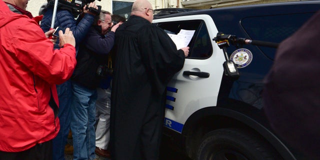 Magisterial District Judge Joseph A. Halesey arraigns Margaret Ann Cirko Thursday in Hanover Township, Pa. (Associated Press)